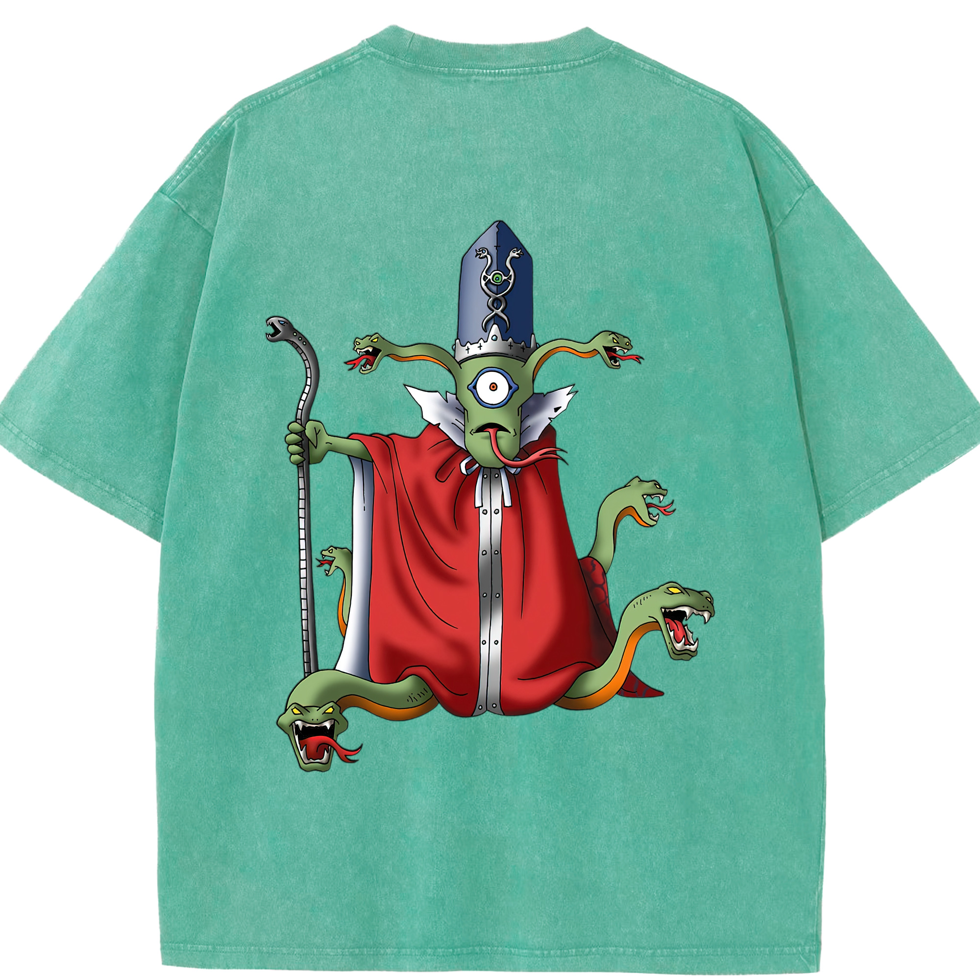 （画像用） ドラゴンクエスト Doragon Kuesuto Dragon Quest 綿100% ヴィンテージ風 半袖Tシャツ（背面プリント）